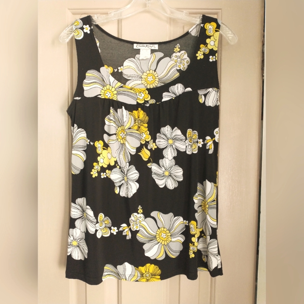 Claudia Richard Sleeveless Floral Top / Blouse + Women's Size Large